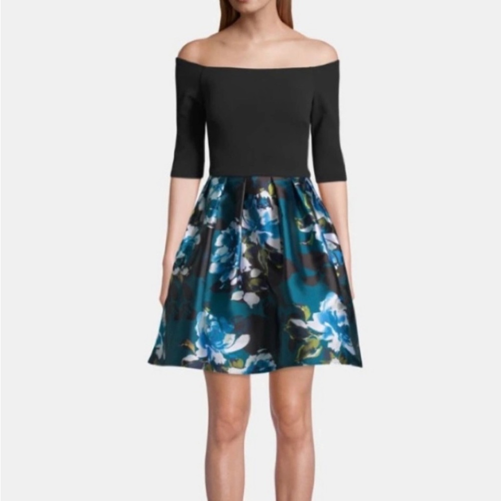 NWT Betsy & Adam Off the Shoulder Floral Fit&Flare